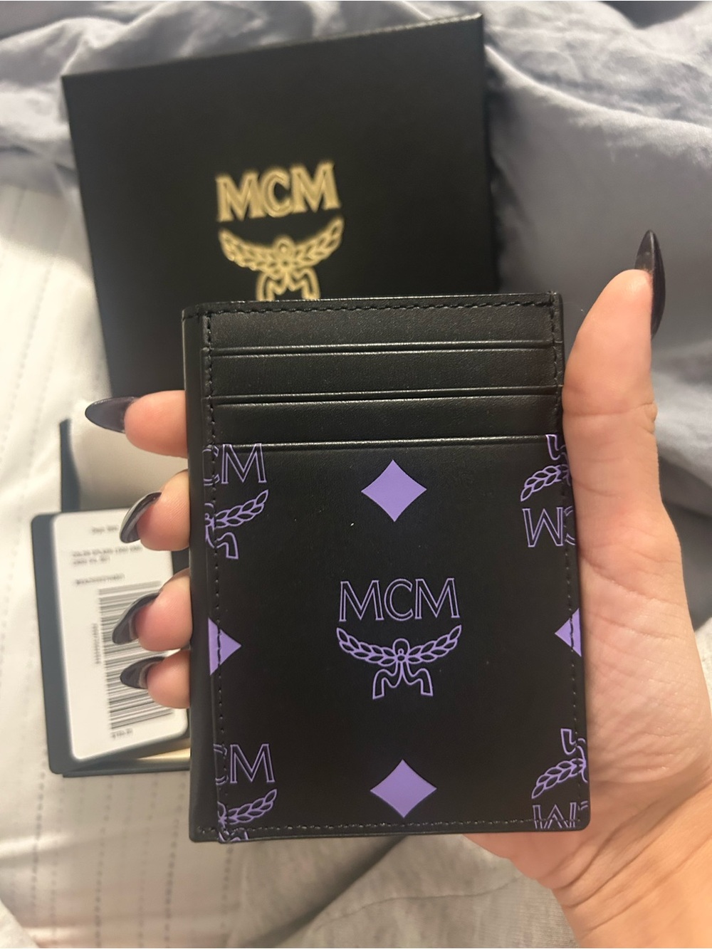 MCM Visetos Monogram Black & Purple Logo Card HolderNWT - Picture 2 of 4